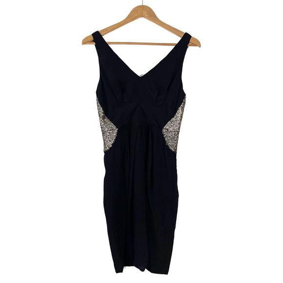 Greylin Women’s Size Small Black Sequin Side Detail Lightweight 100% Silk Dress - Picture 1 of 10